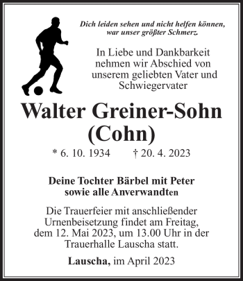 Traueranzeige von Walter Greiner-Sohn von Südthüringer Presse