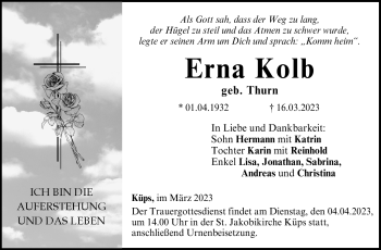 Traueranzeige von Erna Kolb von Neue Presse Coburg