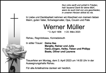 Traueranzeige von Werner Müller von Frankenpost