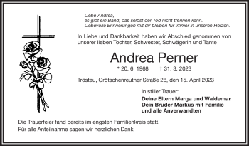 Traueranzeige von Andrea Perner von Frankenpost