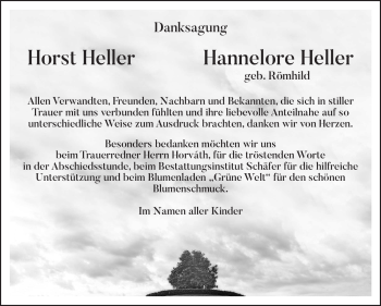 Traueranzeige von Horst Heller Hannelore Heller von Südthüringer Presse