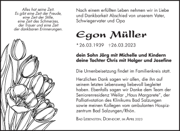Traueranzeige von Egon Müller von Südthüringer Presse
