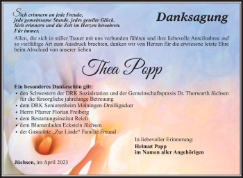 Traueranzeige von Thea Popp von Südthüringer Presse