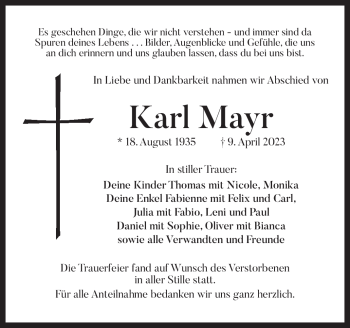 Traueranzeige von Karl Mayr von Frankenpost