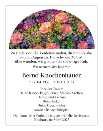 Traueranzeige von Bernd Kochenhauser von Südthüringer Presse