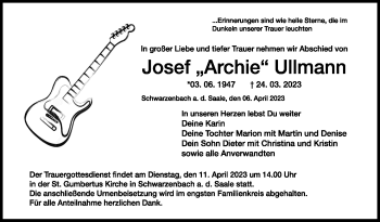 Traueranzeige von Josef Ullmann von Frankenpost