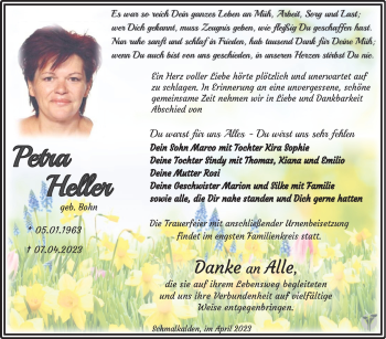 Traueranzeige von Petra Heller von Südthüringer Presse