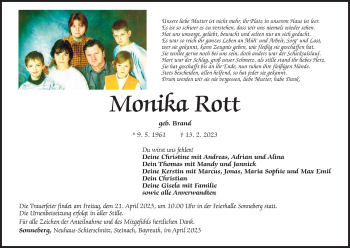 Traueranzeige von Monika Rott von Südthüringer Presse