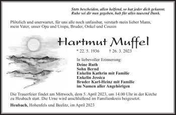 Traueranzeige von Hartmut Muffel von Südthüringer Presse
