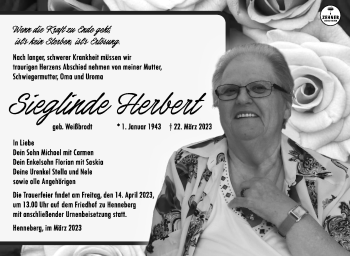Traueranzeige von Sieglinde Herbert von Südthüringer Presse