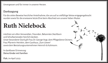 Traueranzeige von Ruth Nielebock von Südthüringer Presse