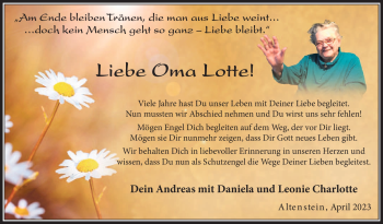 Traueranzeige von Lotte  von Neue Presse Coburg