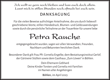 Traueranzeige von Petra Rauche von Südthüringer Presse