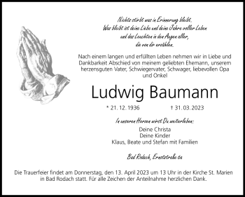 Traueranzeige von Ludwig Baumann von Neue Presse Coburg