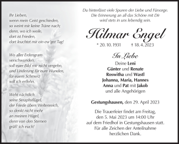 Traueranzeige von Hilmar Engel von Neue Presse Coburg