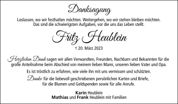 Traueranzeige von Fritz Heublein von Neue Presse Coburg