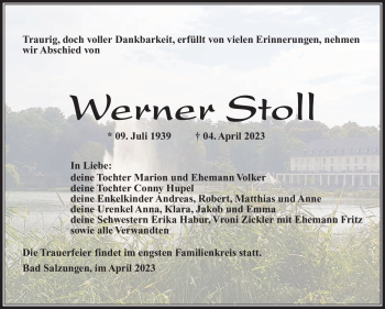 Traueranzeige von Werner Stoll von Südthüringer Presse