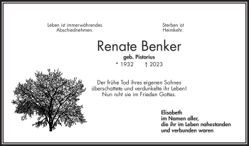 Traueranzeige von Renate Benker von Frankenpost