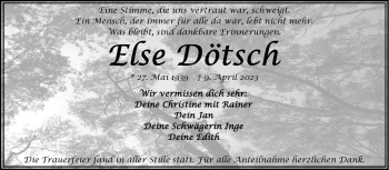 Traueranzeige von Else Dötsch von Frankenpost