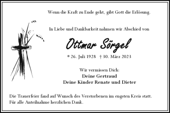 Traueranzeige von Ottmar Sörgel von Frankenpost