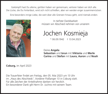 Traueranzeige von Jochen Kosmieja von Neue Presse Coburg