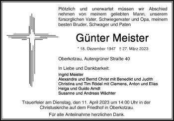 Traueranzeige von Günter Meister von Frankenpost