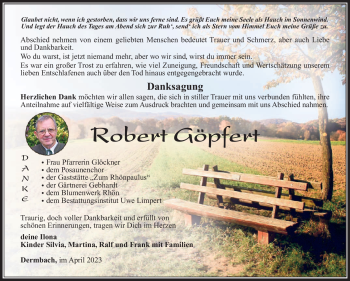 Traueranzeige von Robert Göpfert von Südthüringer Presse