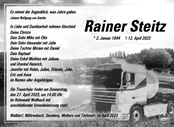 Traueranzeige von Rainer Steitz von Südthüringer Presse