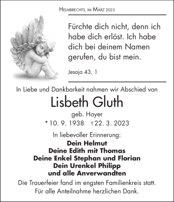 Traueranzeige von Lisbeth Gluth von Frankenpost