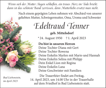 Traueranzeige von Edeltraud Tenner von Südthüringer Presse