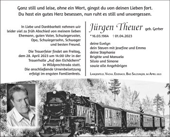 Traueranzeige von Jürgen Theuer von Südthüringer Presse