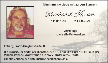 Traueranzeige von Reinhard Körner von Neue Presse Coburg