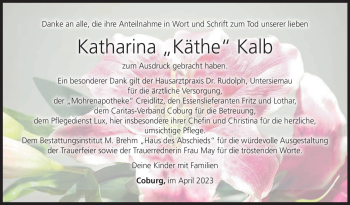 Traueranzeige von Katharina Kalb von Neue Presse Coburg