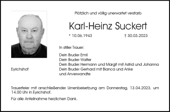 Traueranzeige von Karl-Heinz Suckert von Neue Presse Coburg