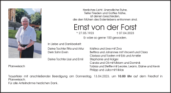 Traueranzeige von Ernst von der Forst von Neue Presse Coburg