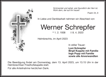 Traueranzeige von Werner Schrepfer von Frankenpost