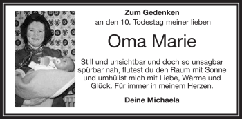 Traueranzeige von Marie Lang von Frankenpost