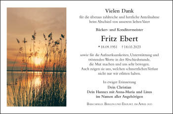 Traueranzeige von Fritz Ebert von Südthüringer Presse