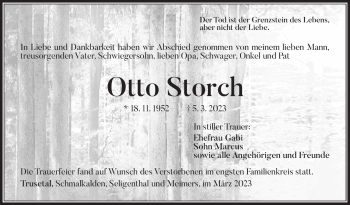 Traueranzeige von Otto Storch von Südthüringer Presse