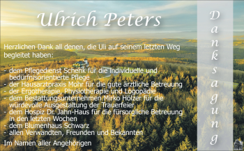 Traueranzeige von Ulrich Peters von Südthüringer Presse