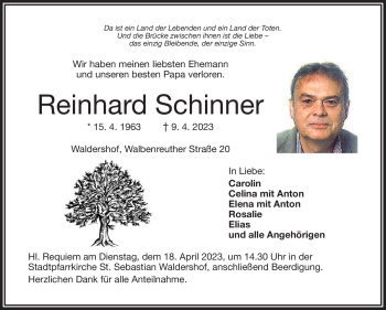 Traueranzeige von Reinhard Schinner von Frankenpost