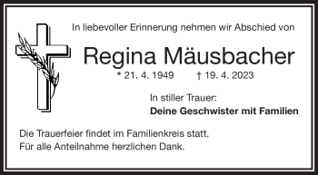 Traueranzeige von Regina Mäusebacher von Frankenpost