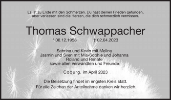 Traueranzeige von Thomas Schwappacher von Neue Presse Coburg