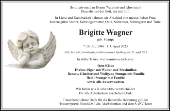 Traueranzeige von Brigitte Wagner von Frankenpost