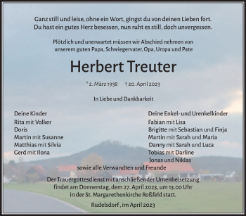 Traueranzeige von Herbert Treuter von Südthüringer Presse