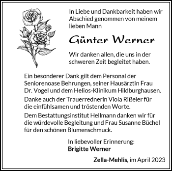 Traueranzeige von Günter Werner von Südthüringer Presse