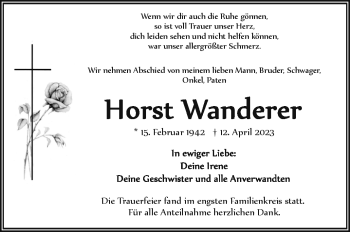 Traueranzeige von Horst Wanderer von Frankenpost