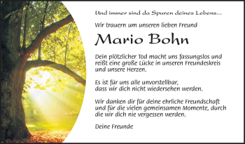 Traueranzeige von Mario Bohn von Südthüringer Presse