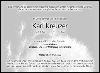 Traueranzeige von Karl Kreuzer von Neue Presse Coburg