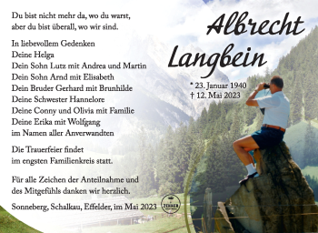 Traueranzeige von Albrecht Langbein von Südthüringer Presse